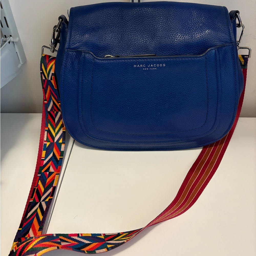 Marc Jacobs Blue Crossbody Bag with Geometric Strap